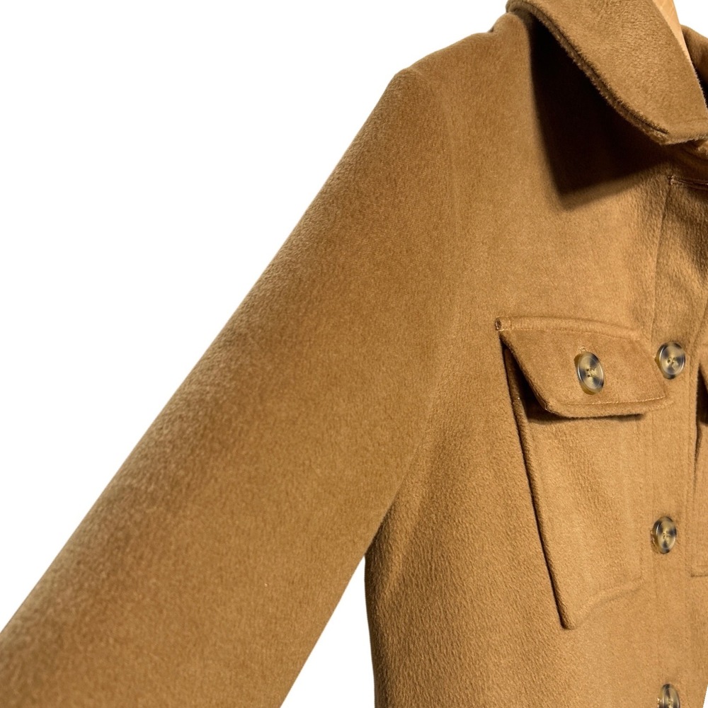Avec Les Filles Camel Brown Cropped Trucker Jacket Wool Blend Women's Size M - Picture 6 of 12
